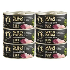 WILD FARM Fillets Duck&Chicken 6x70g - drėgnas kačių maistas be grūdų, filė sultinyje