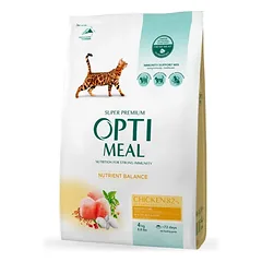 OPTIMEAL sausas maistas suaugusioms katėms su vištiena 10 kg