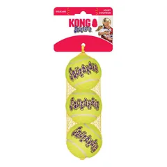 KONG Air Squeaker Tennis Ball Medium teniso kamuoliukai šunims su cypiančiu garsu, neabrazyviniai, 3 vnt.