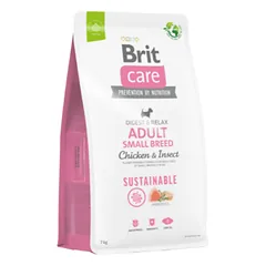 Brit Care Sustainable Adult Small Breed Chicken&Insect sausas maistas mažų veislių šunims