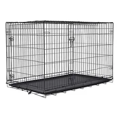 Dog Fantasy Wire Dog Crate Double Door Electro Coating sulankstomas narvas šunims, 121x74x82 cm