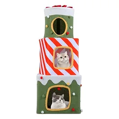 Giantex Weihnachts-Kratzbaum, Hausform, Geschenkbox