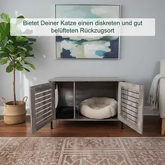 Kačių tualeto namelis Relaxdays, 2 durelės, 80 × 50,5 × 45 cm — 3 nuotrauka