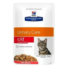 Hill's Prescription Diet Cat C/D Urinary Care Stress su lašiša, veterinarinis maistas katėms 12 x 85 g — 2 nuotrauka