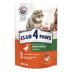 CLUB 4 PAWS Premium konservai suaugusioms katėms su antiena 100g x 24