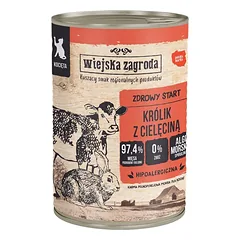 WIEJSKA ZAGRODA Triušių ir veršienos šlapias ėdalas kačiukams 24x400g