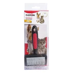 Camon pavilnės metalinis šepetys su plastikiniais antgaliais šunims ir katėms, 10×6 cm