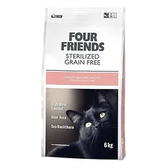 Four Friends Sterilized Grain Free begrūdis sausas pašaras sterilizuotoms/kastruotoms katėms su antiena, kalakutiena ir vištiena, 6 kg