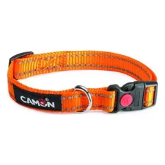 Camon antkaklis šunims oranžinis, su atspindinčiomis siūlėmis, 15mm x 26-40cm