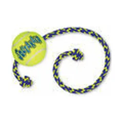 KONG žaislas šunims SqueakAir Ball su virve, vidutinis — 3 nuotrauka