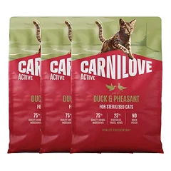 CARNILOVE Active Cat Duck and Pheasant Sterilised 3x2 kg antis ir fazanas, sterilizuotiems katėms