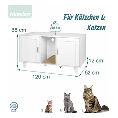 Kačių tualeto spintelė Relaxdays, XXL, 2 skyriai, 120 × 65 × 52 cm — 4 nuotrauka