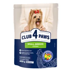 CLUB 4 PAWS Premium Visavertis pašaras suaugusiems mažų veislių šunims su vištiena, 0,4 kg