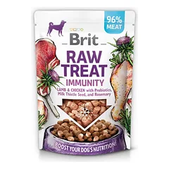 BRIT CARE Dog Raw Treat Immunity Lamb & Chicken with Probiotics, Milk Thistle Seed and Rosemary 40g