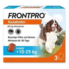 Frontpro Kautablette gegen Zecken und Flöhe, für Hunde >10 bis 25 kg