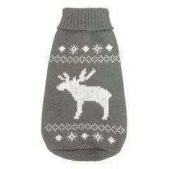Wolters Strickpullover Elch für Mops & Co. grau/weiß