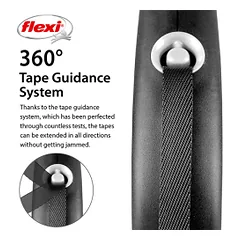 Flexi Black Design juostinis, juodas pavadėlis šunims, S, 5 m — 3 nuotrauka
