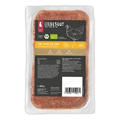 Liebesgut Hundefutter 14 x Barf-Menü Bio-Huhn mit Bio-Gemüse und Bio-Obst