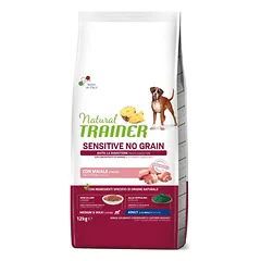 NATURAL TRAINER ADULT DOG SENSITIVE NO GRAIN M/M PORK kiauliena 12kg