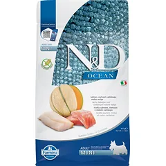 FARMINA N&D Ocean Dog Adult Mini salmon, cod & canatloupe melon 800 g lašiša, menkė, kantalupės melionas
