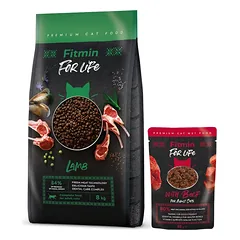 FITMIN Cat For Life Adult Lamb 8kg + Fitmin Cat For Life Adult Beef 85g