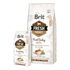 Brit Fresh Turkey with Pea Light Fit&Slim sausas pašaras šunims