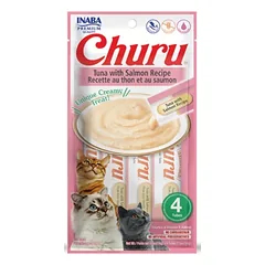 Churu su tunu ir lašiša – kreminis skanėstas katėms, 4 x 14 g