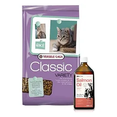 VERSELE-LAGA Classic Cat Variety 10kg + Lab-V 100% lašišų aliejus įvairaus amžiaus šunims ir katėms 500ml šalto spaudimo