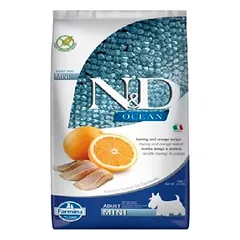 FARMINA N&D OCEAN DOG HERRING & ORANGE ADULT MINI 7 kg SILKĖ IR APELSINAS
