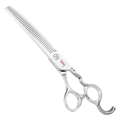 Yento Cobra Series Curved - profesionalios vienpusės retinimo žirklės su dekoratyvine rankena, 40 dantų, lenktos