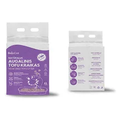Kačių kraikas levandų kvapo "TOFU". Grynasis kiekis: 6L / 2,5Kg.