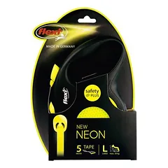 Flexi Neon New Classic L 5m juostinė pavadėlė šunims iki 50 kg, atspindinti, ryškiai neoninė — 2 nuotrauka