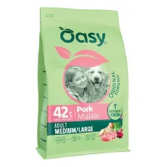 Oasy Original Adult Medium/Large sausas pašaras su kiauliena šunims - Pet24