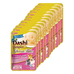 INABA Cat Dashi Delights Delicate Flakes Vištiena ir lašiša, 12 x 40 g