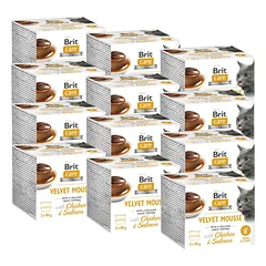 BRIT Care Cat Velvet Mousse Chicken and Salmon 24 x 80 g – šlapias pašaras su vištiena ir lašiša, putėsių konsistencijos, katėms