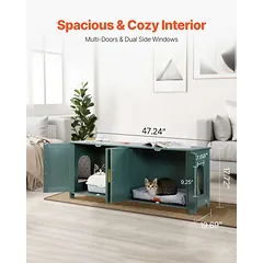 Kačių kraiko dėžutės aptvaras su rotango durelėmis, 120 cm, žalias — 2 nuotrauka
