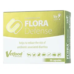Vetfood Flora Defense - papildas, palaikantis antibiotikų terapiją, viduriavimą, šunims ir katėms - 30 tablečių