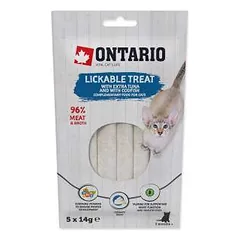Skanėstai katėms – Ontario laižomi skanėstai su tunu ir menke, 5 x 14 g