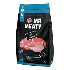 MR MEATY Puppies Veal with Quail L 3 kg veršiena su stručiu, sausas maistas šuniukams