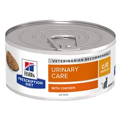 Hills Prescription Diet Feline c/d Konservuotas maistas katėms su vištiena struvitų kristalų pasikartojančios formavimosi profilaktikai 156g