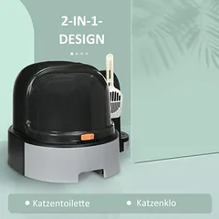 Kačių tualetas PawHut 52x60x42cm., juodos/pilkos spalvos — 4 nuotrauka