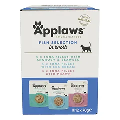 Applaws Cat Tin Multipack žuvų rinkinys sultinyje 12x70g