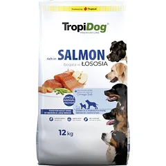TROPIDOG Premium Adult medium & large breeds lašiša ir ryžiai 12kg