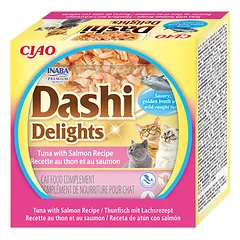 CIAO Dashi Delights tunas su lašiša šilkiniame sultinyje,70g — 3 nuotrauka