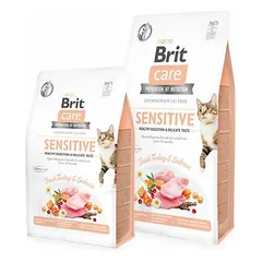 Brit Care Cat Grain-Free Sensitive Healthy Digestion & Delicate Taste be grūdų sausas maistas suaugusioms katėms su jautriu virškinimu, 0,4 kg