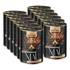 Mau paštetas ir filė – antis su spanguolėmis ir melisa, skirta sterilizuotoms katėms, 12x400 g