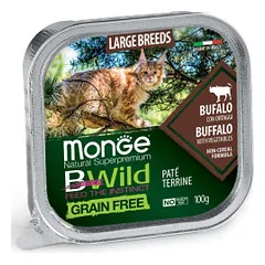 Monge BWild All Large Breeds paštetas su buivoliena ir daržovėmis katėms