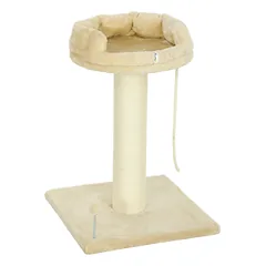 Draskyklė 83 cm su minkštu gultu ir žaislu, katėms iki 6 kg, smėlio spalvos