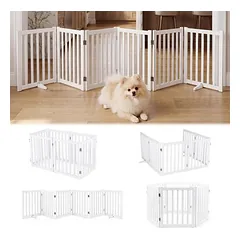 GIANTEX Absperrgitter Hund 61cm,Holz, 360°Scharniere,Dreibein,Freistehend.