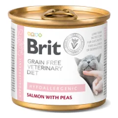 BRIT GF Veterinary Diets Hypoallergenic Salmon with Peas konservai katėms 200 g parduotuvėje animu.lt